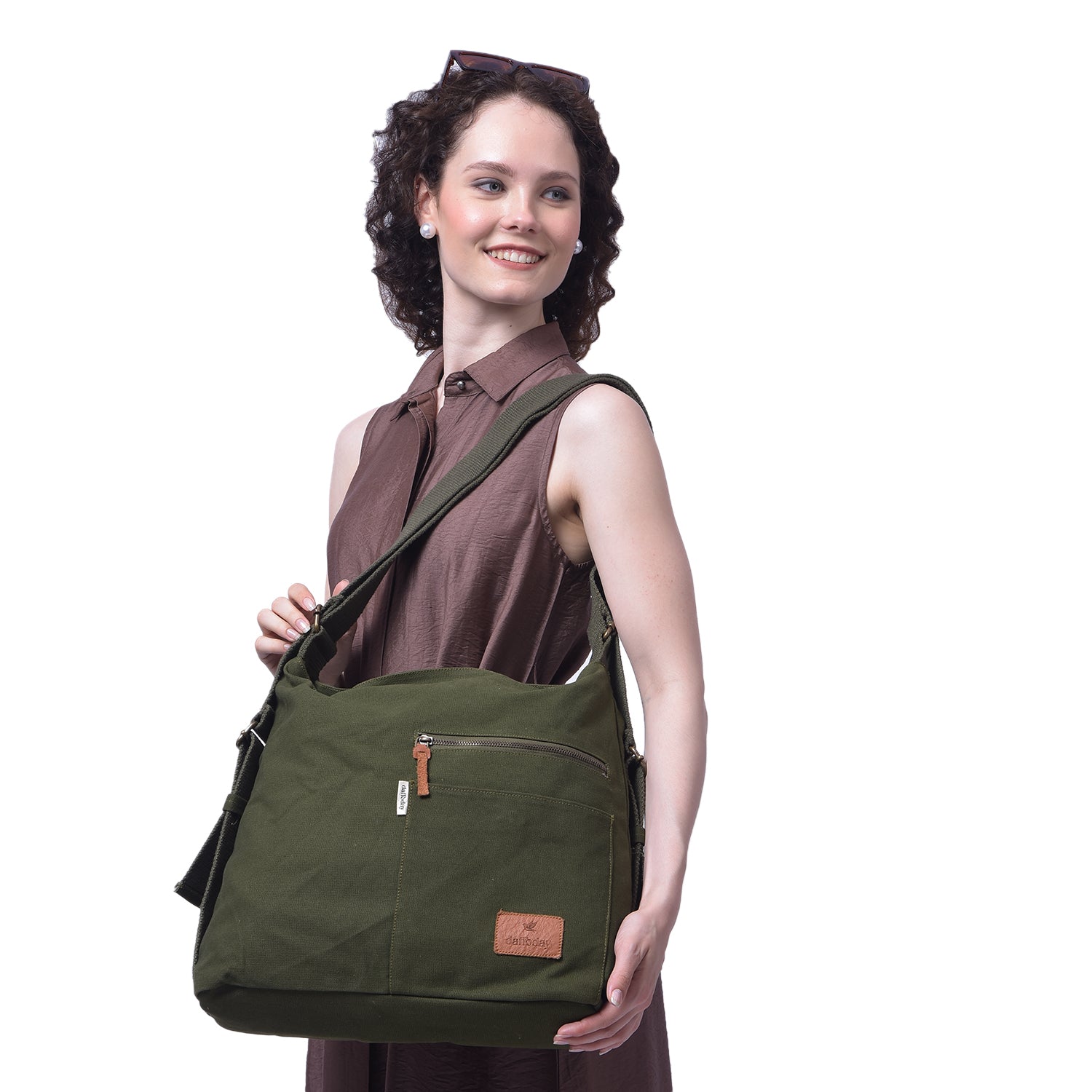 Daffoday Canvas Army Green Crossbody Bag For Men & Women