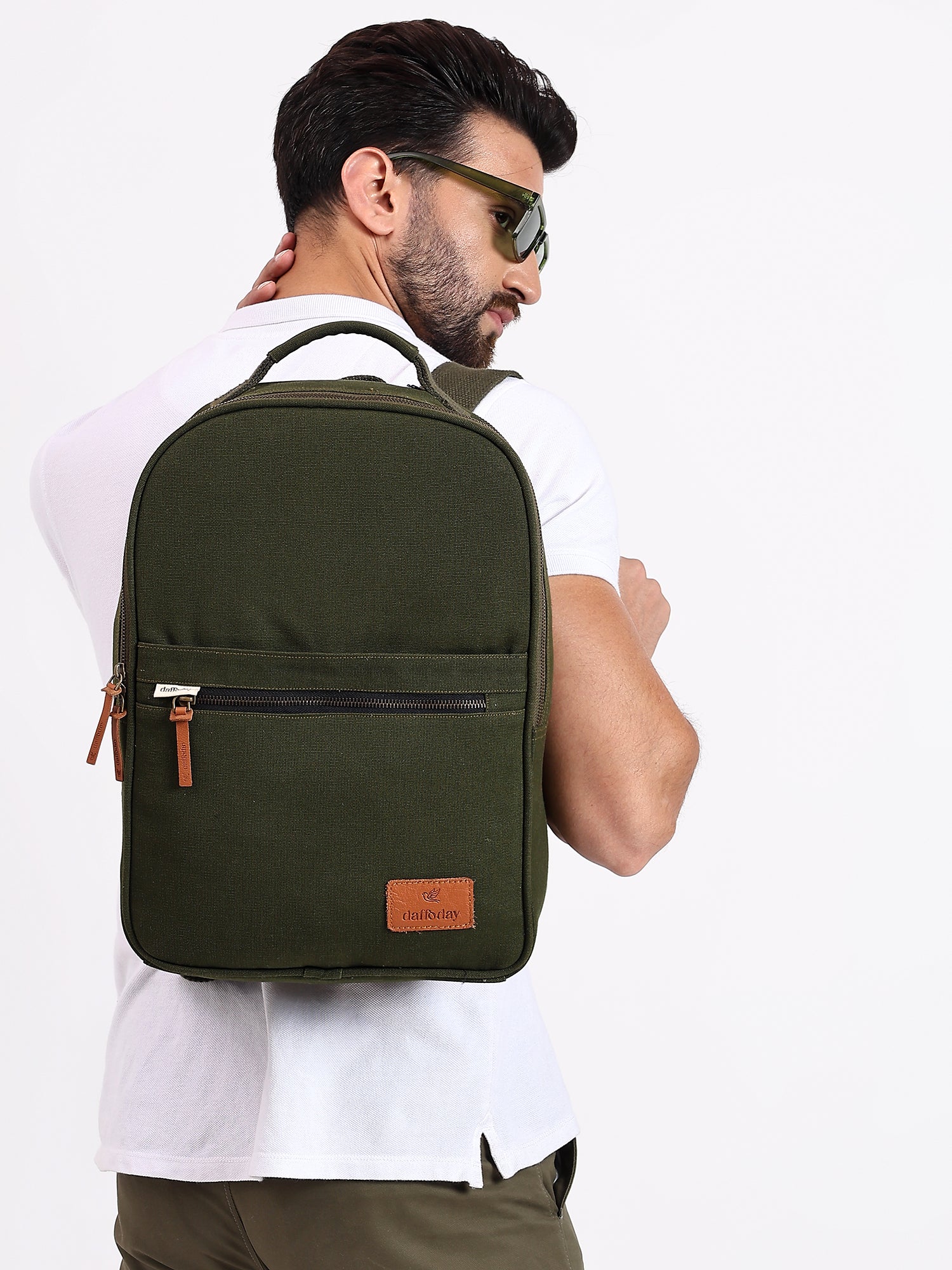 Daffoday Canvas Army Green Office Backpack For Men & Women