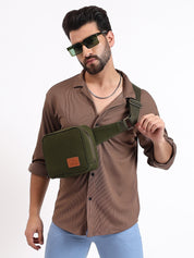  Daffoday Canvas Army Green Sling Bag For Men & Women