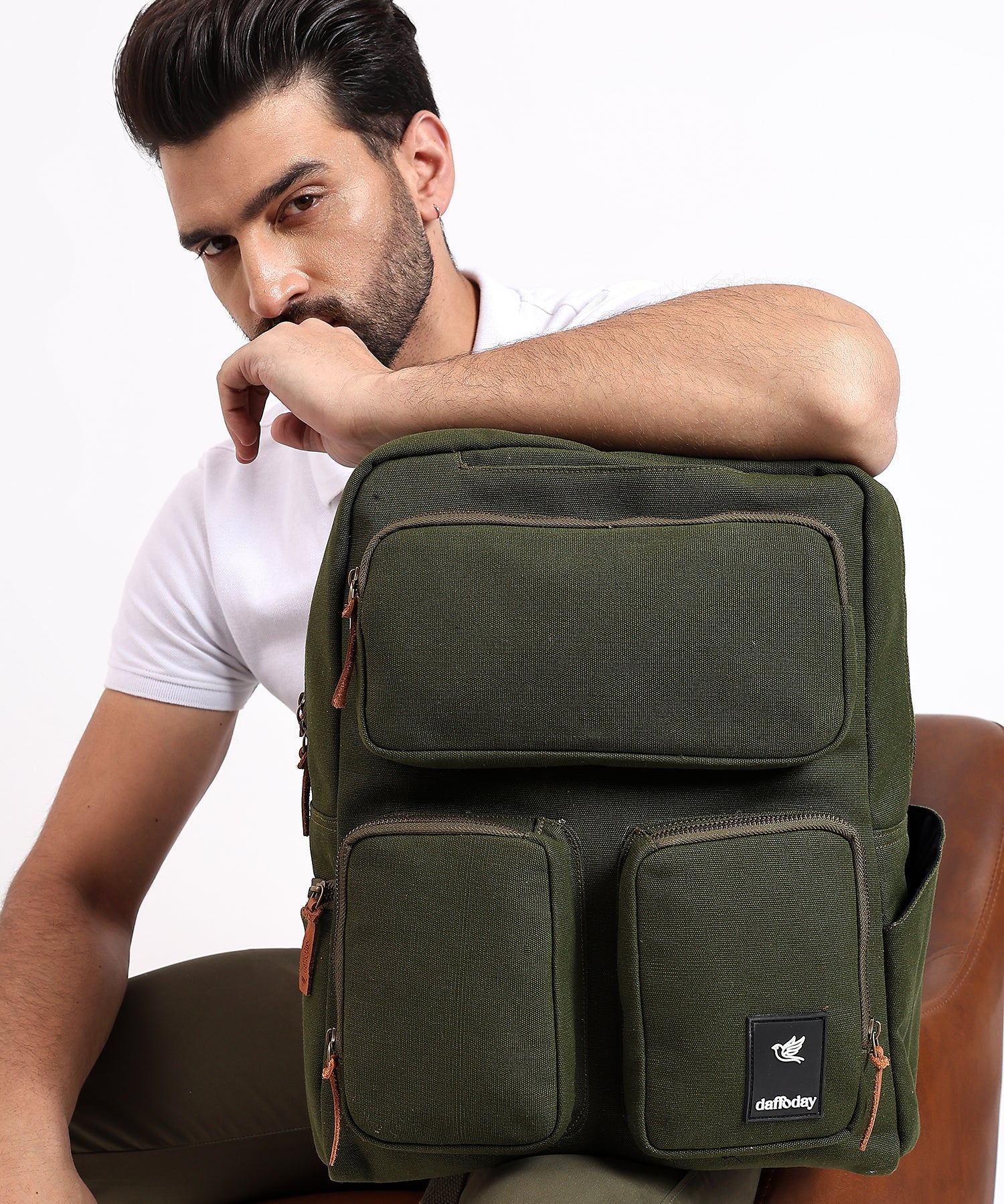 Daffoday Canvas Army Green Travel Backpack For Men & Women