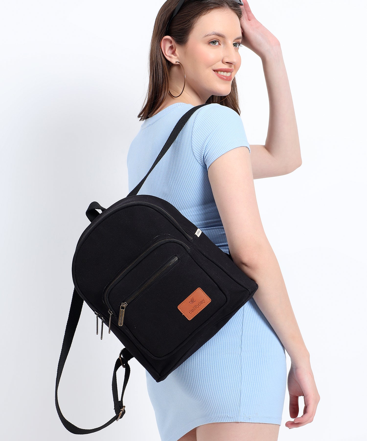 Daffoday Canvas Black Mini Backpack For Men & Women
