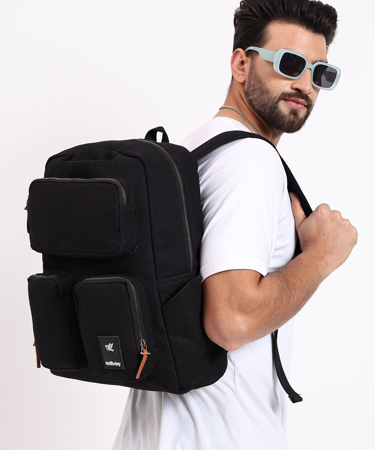 Daffoday Canvas Black Travel Backpack For Men & Women