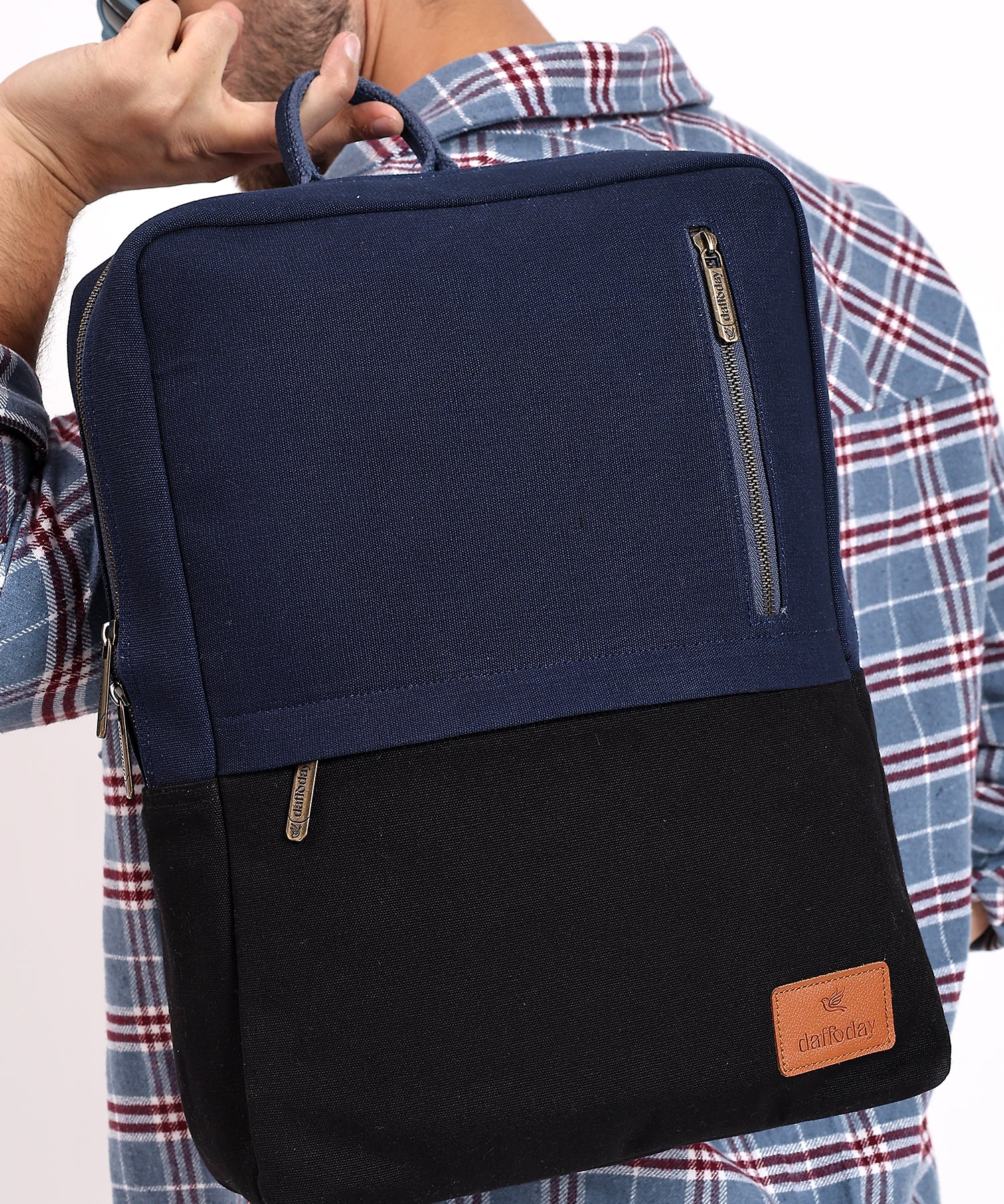 Daffoday Blue Canvas Laptop Backpack – Unisex Design