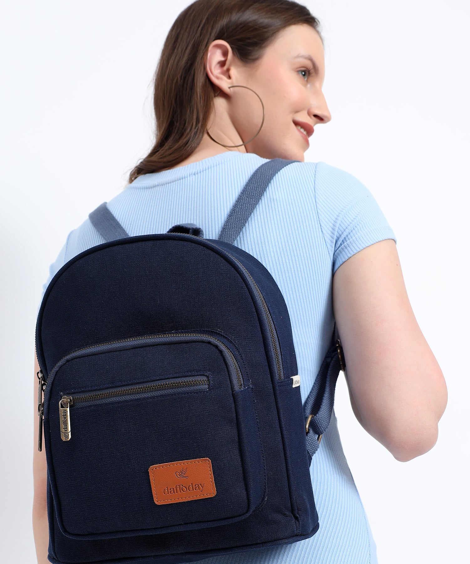 Daffoday Canvas Blue Mini Backpack For Men & Women