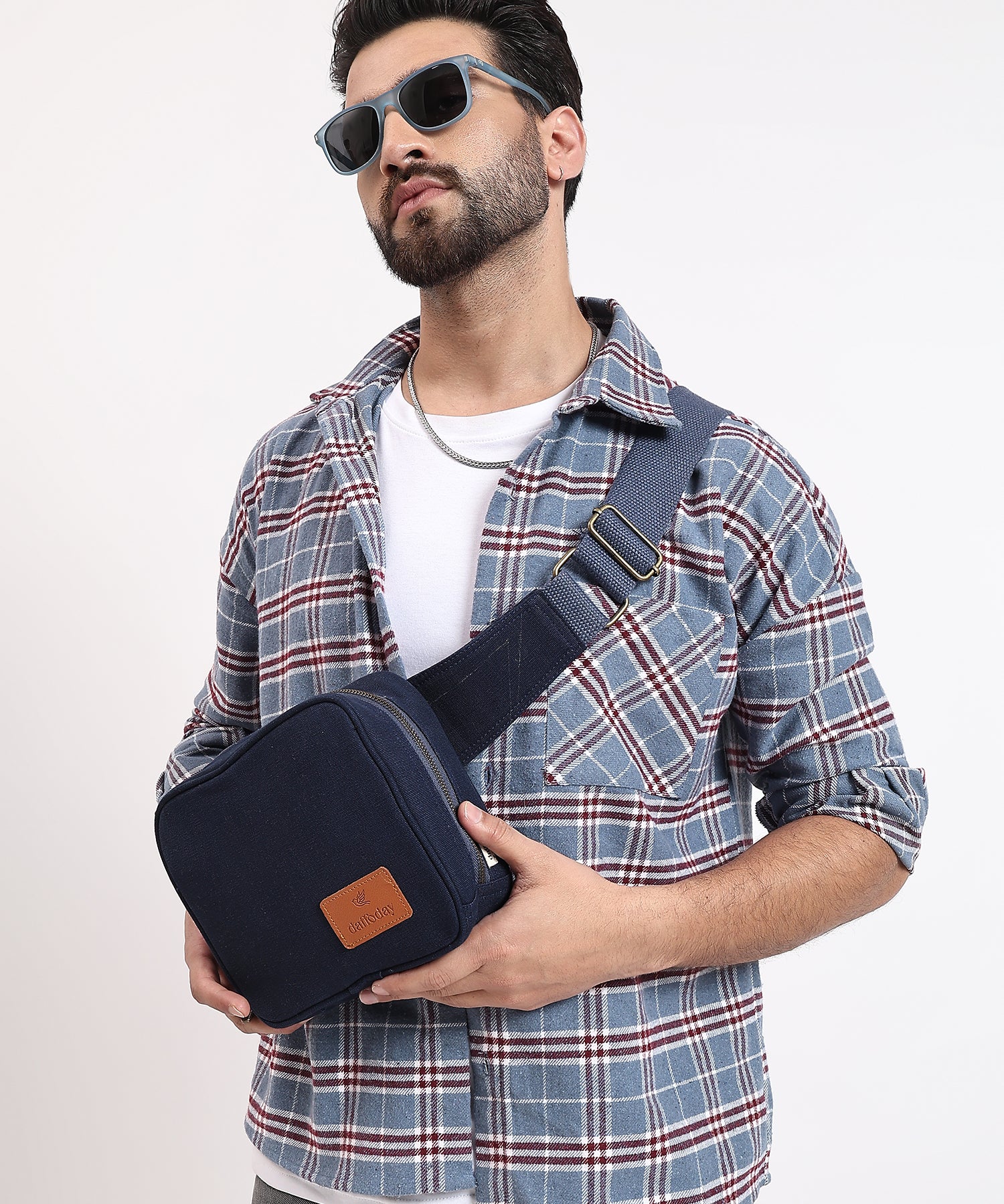 Daffoday Canvas Blue Sling Bag For Men & Women