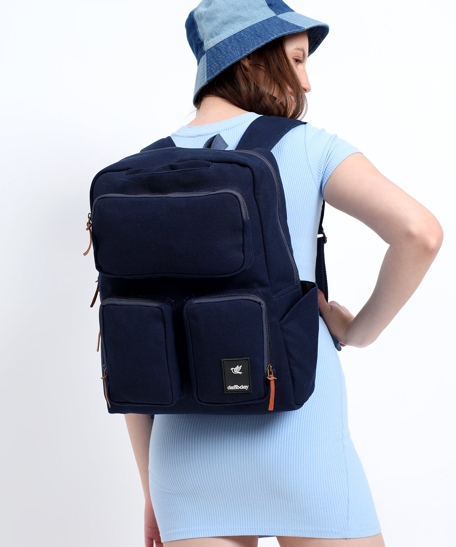 Daffoday Canvas Blue Travel Backpack For Men & Women