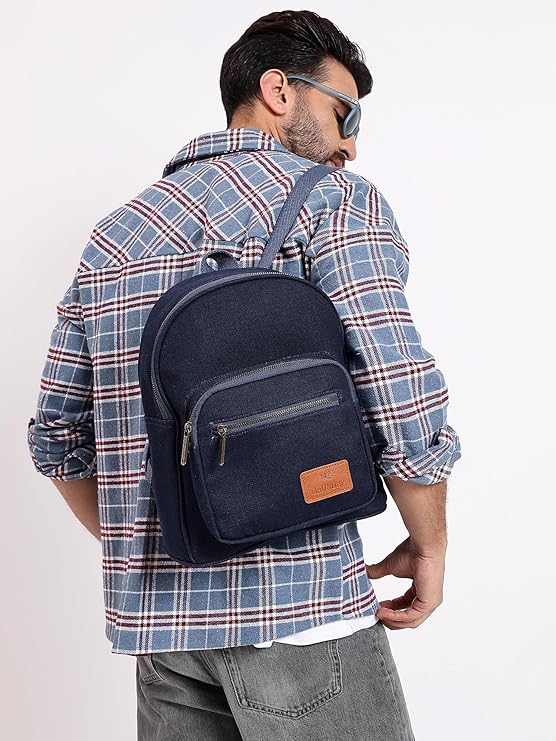 Daffoday Canvas Blue Mini Backpack For Men & Women