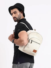Daffoday Canvas White Mini Backpack For Men & Women