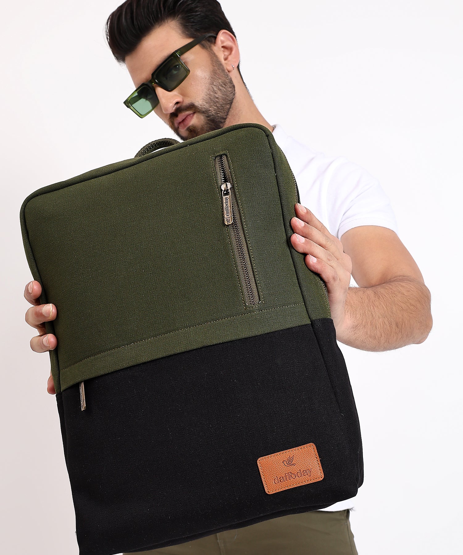 Daffoday Canvas Army Green Laptop Backpack For Men & Women