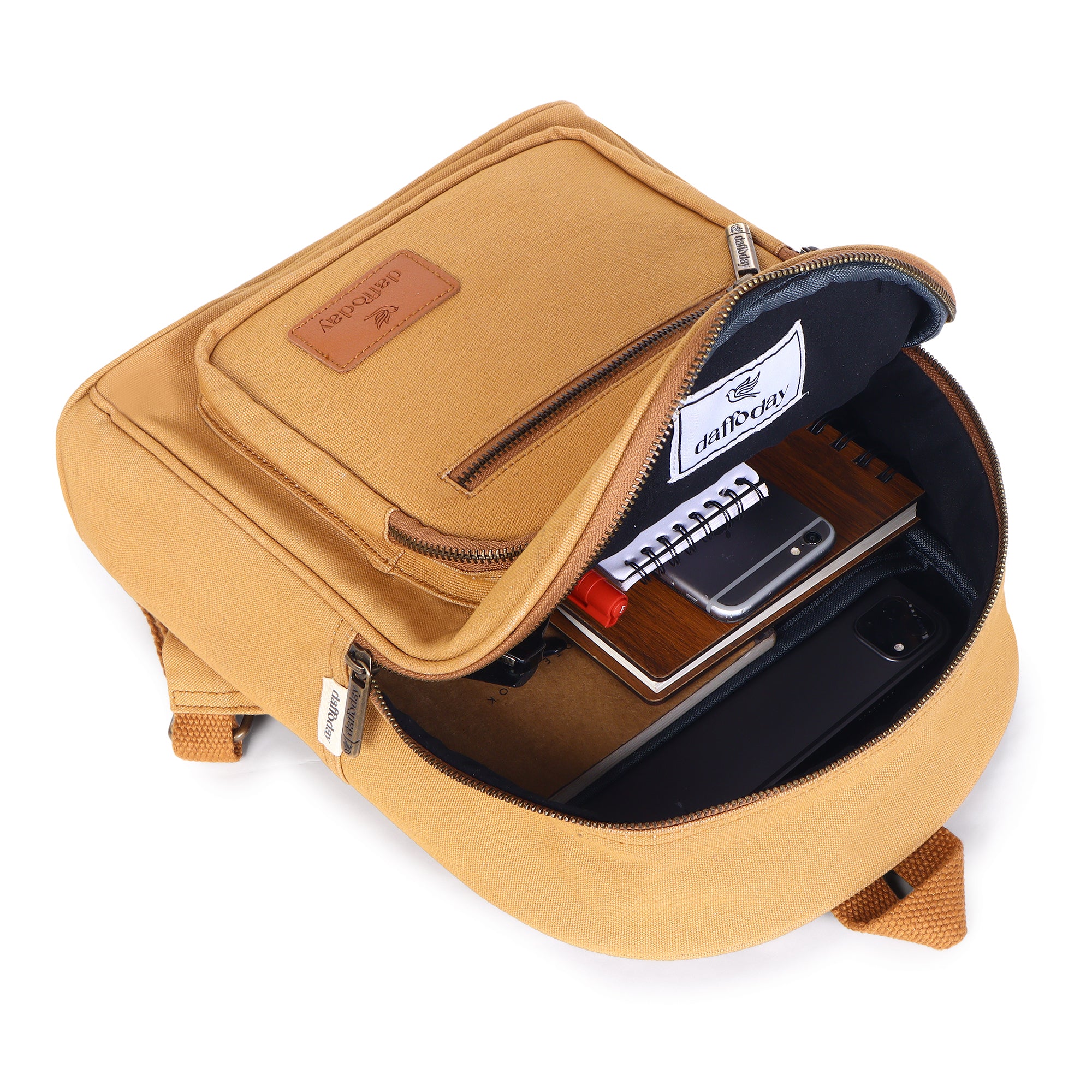 Urban Mini Backpack | Daffoday Canvas Tan Mini Backpack For Men & Women