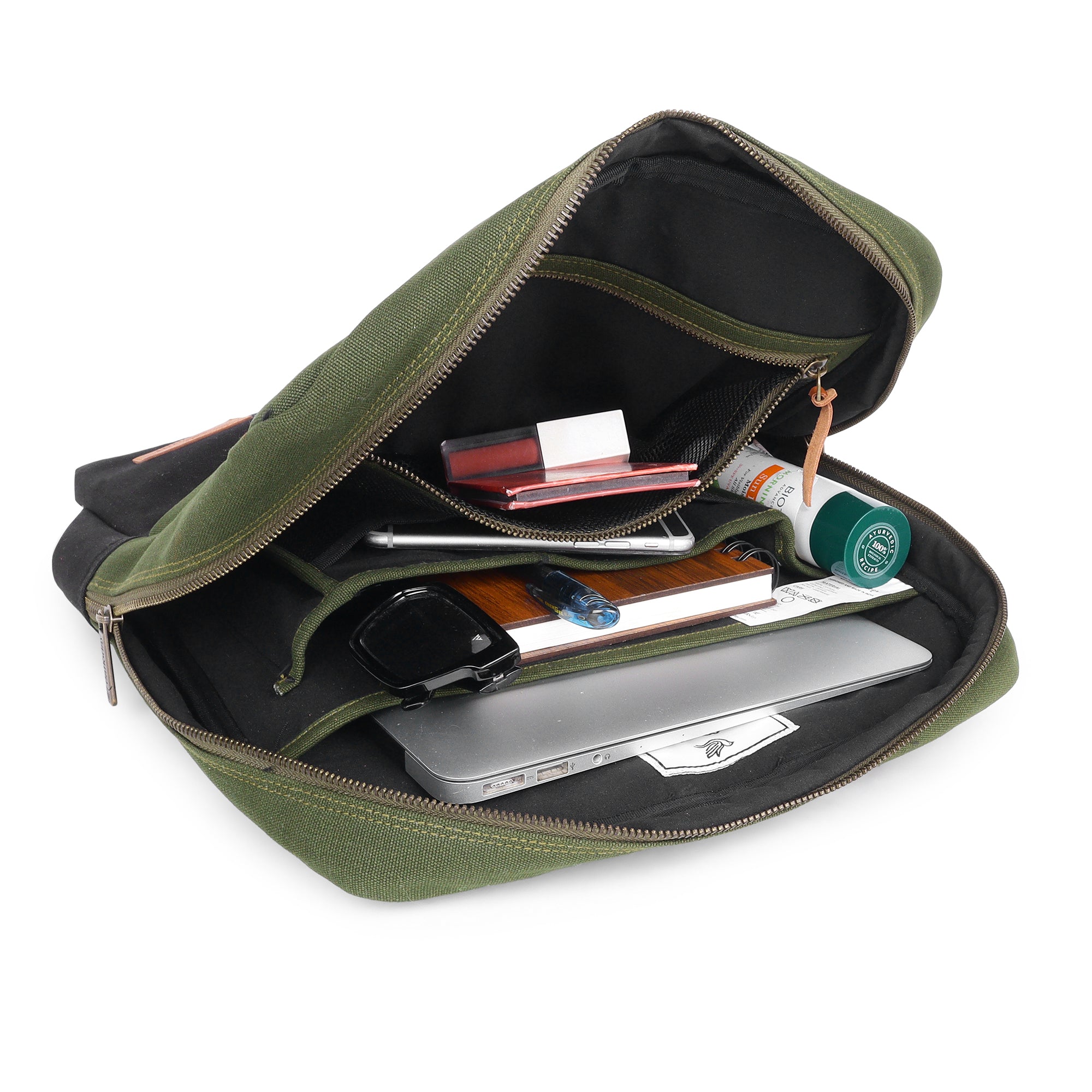 Urban Pro Backpack | Daffoday Canvas Army Green Laptop Backpack For Men & Women