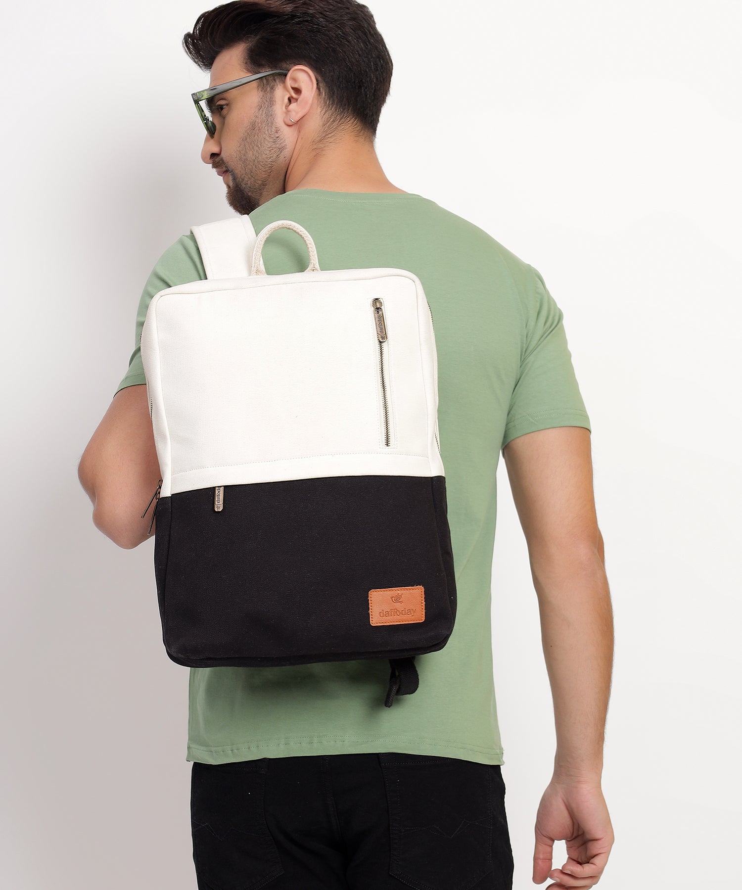 Daffoday Canvas White Laptop Backpack For Men & Women