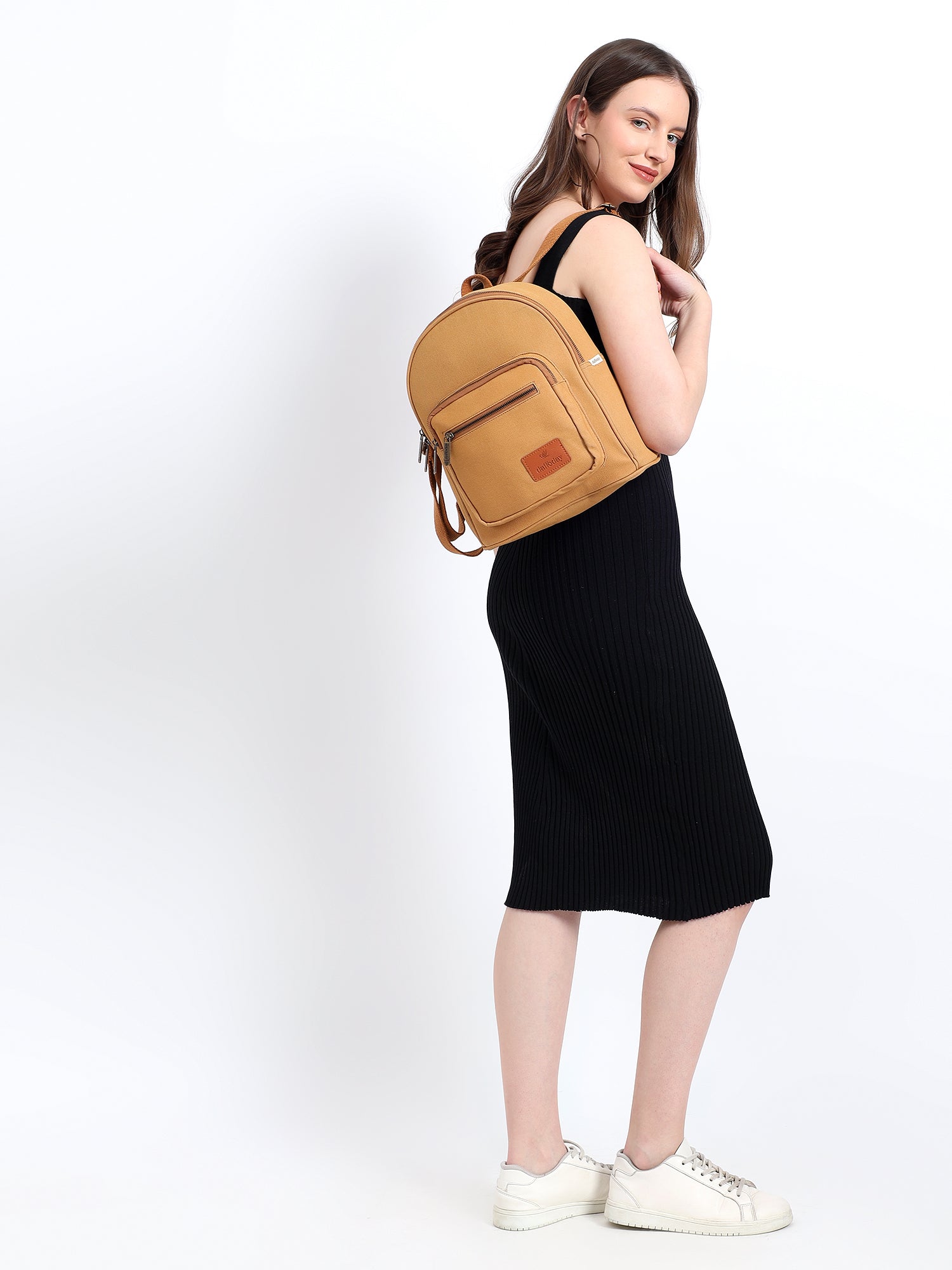Urban Mini Backpack | Daffoday Canvas Tan Mini Backpack For Men & Women