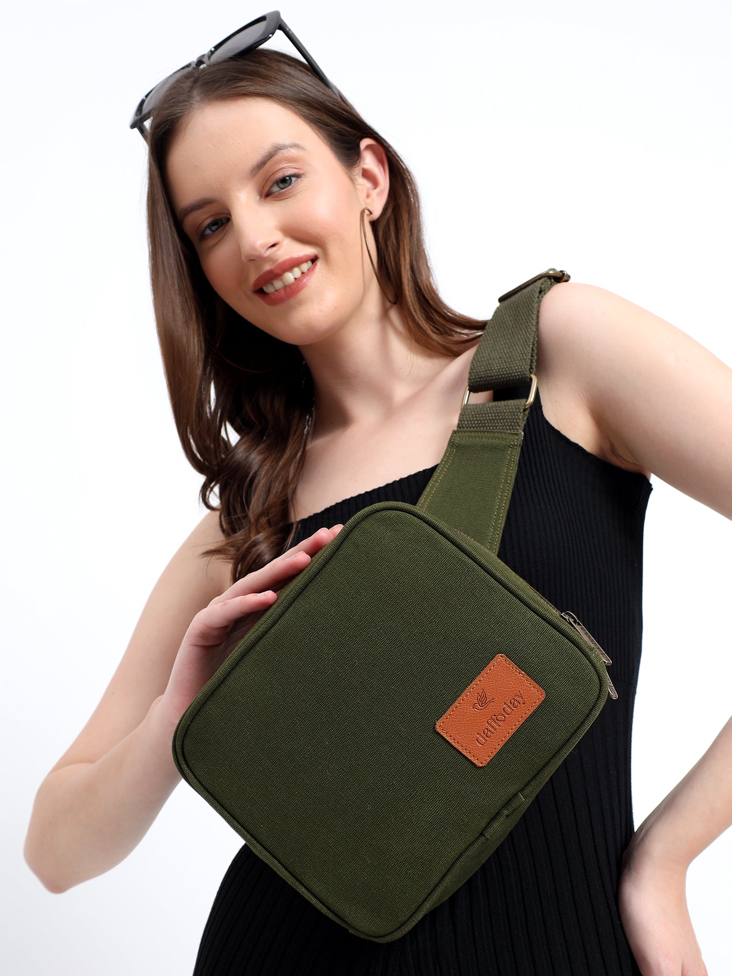 CrossTrail Sling Bag | Daffoday Canvas Tan Sling Bag For Men & Women