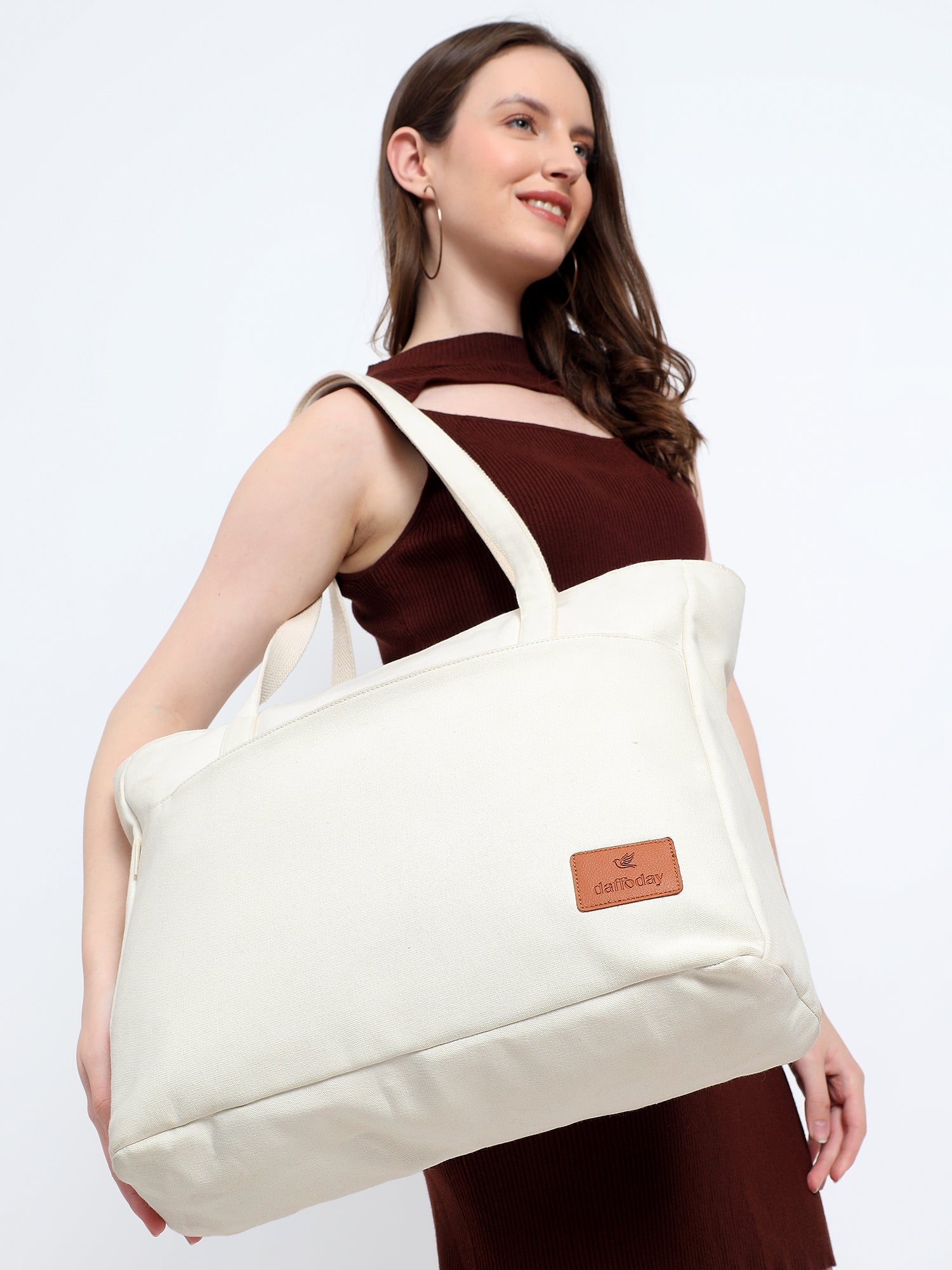 Luxe Shoulder Bag | Daffoday Canvas Black Tote Bag For Women