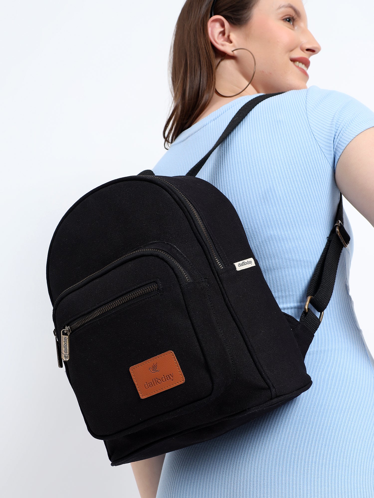 Urban Mini Backpack | Daffoday Canvas Tan Mini Backpack For Men & Women