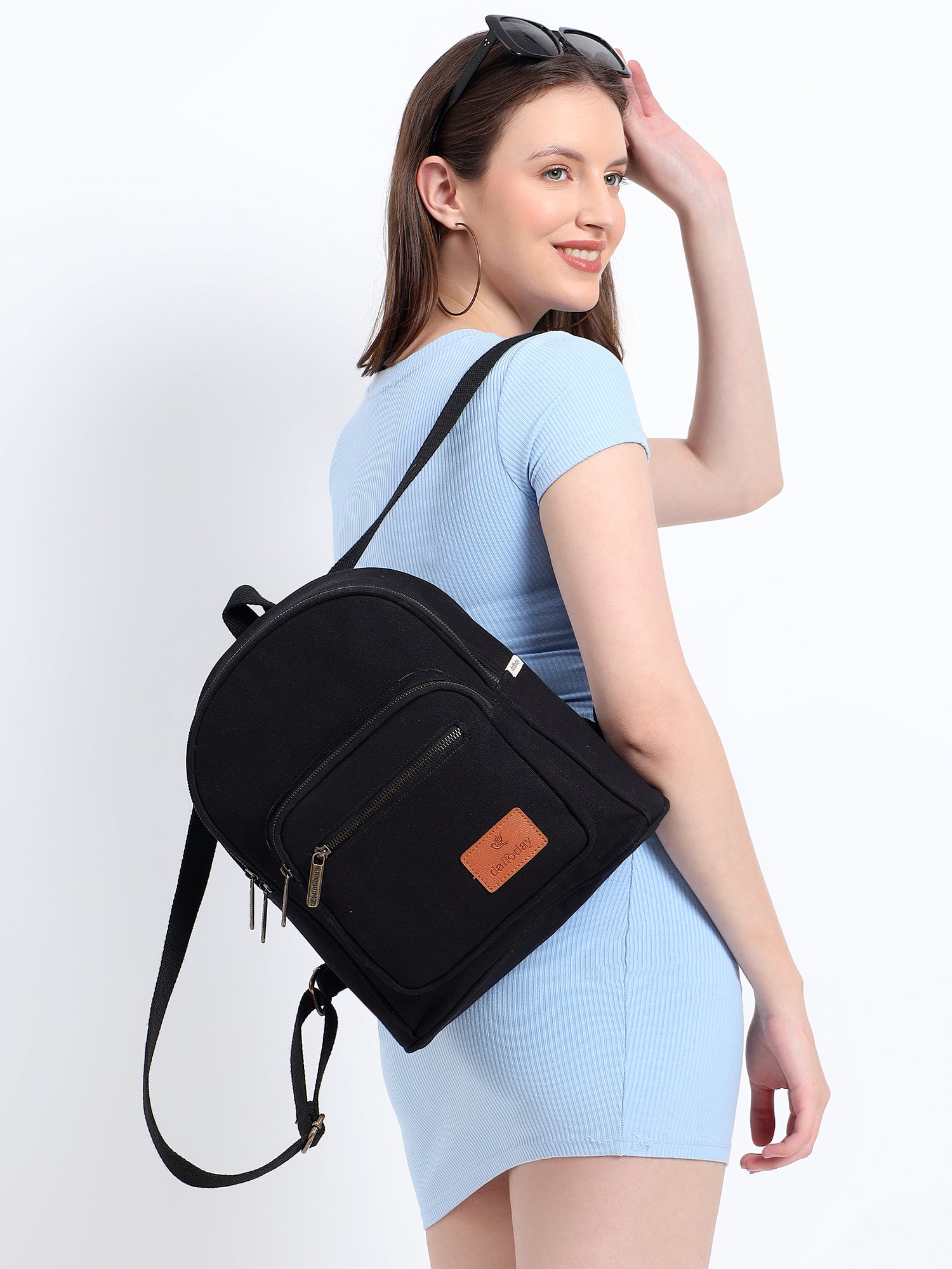 Urban Mini Backpack | Daffoday Canvas Tan Mini Backpack For Men & Women