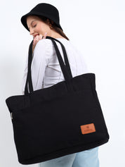 Luxe Shoulder Bag | Daffoday Canvas Black Tote Bag For Women