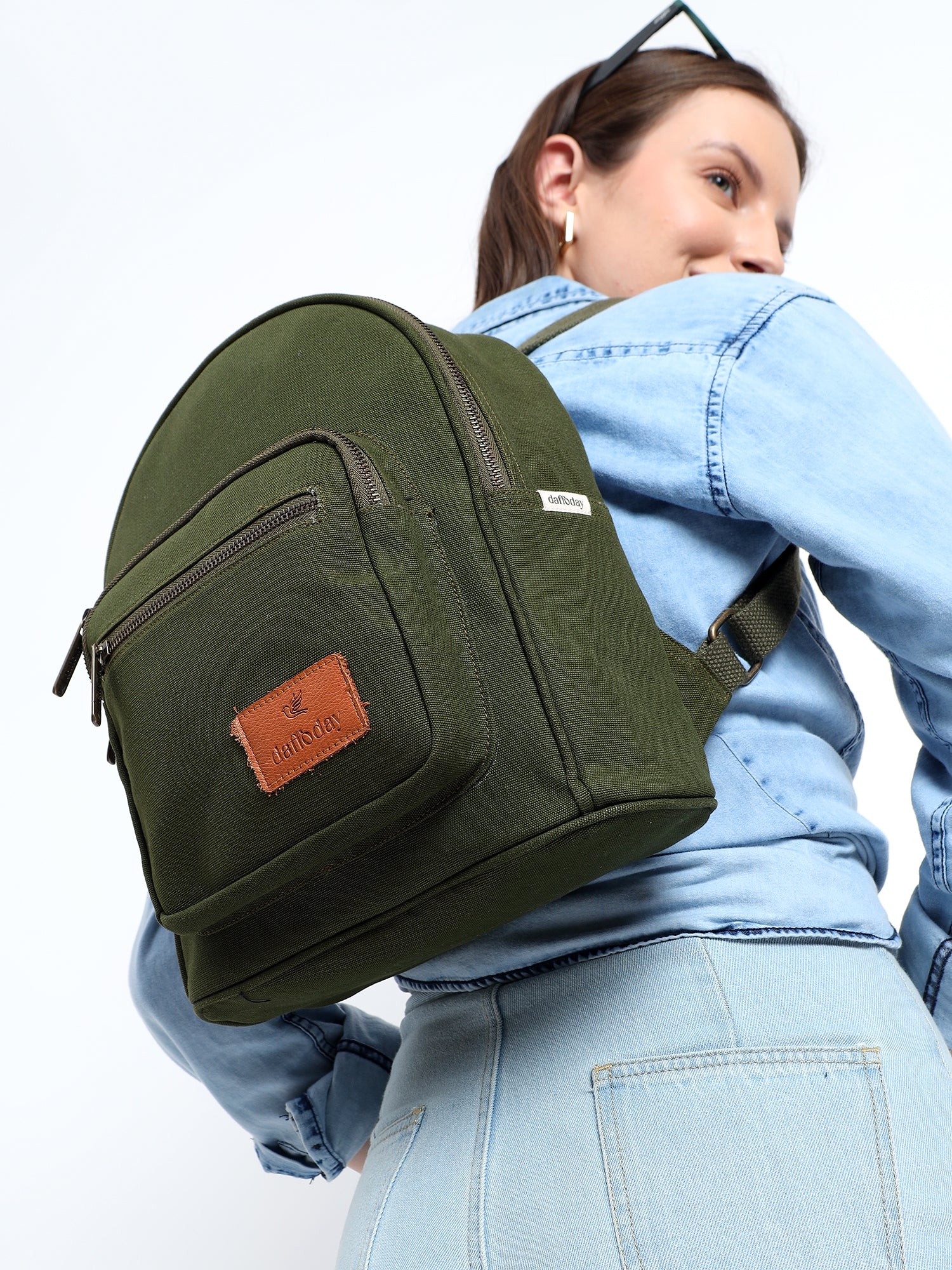 Urban Mini Backpack | Daffoday Canvas Tan Mini Backpack For Men & Women