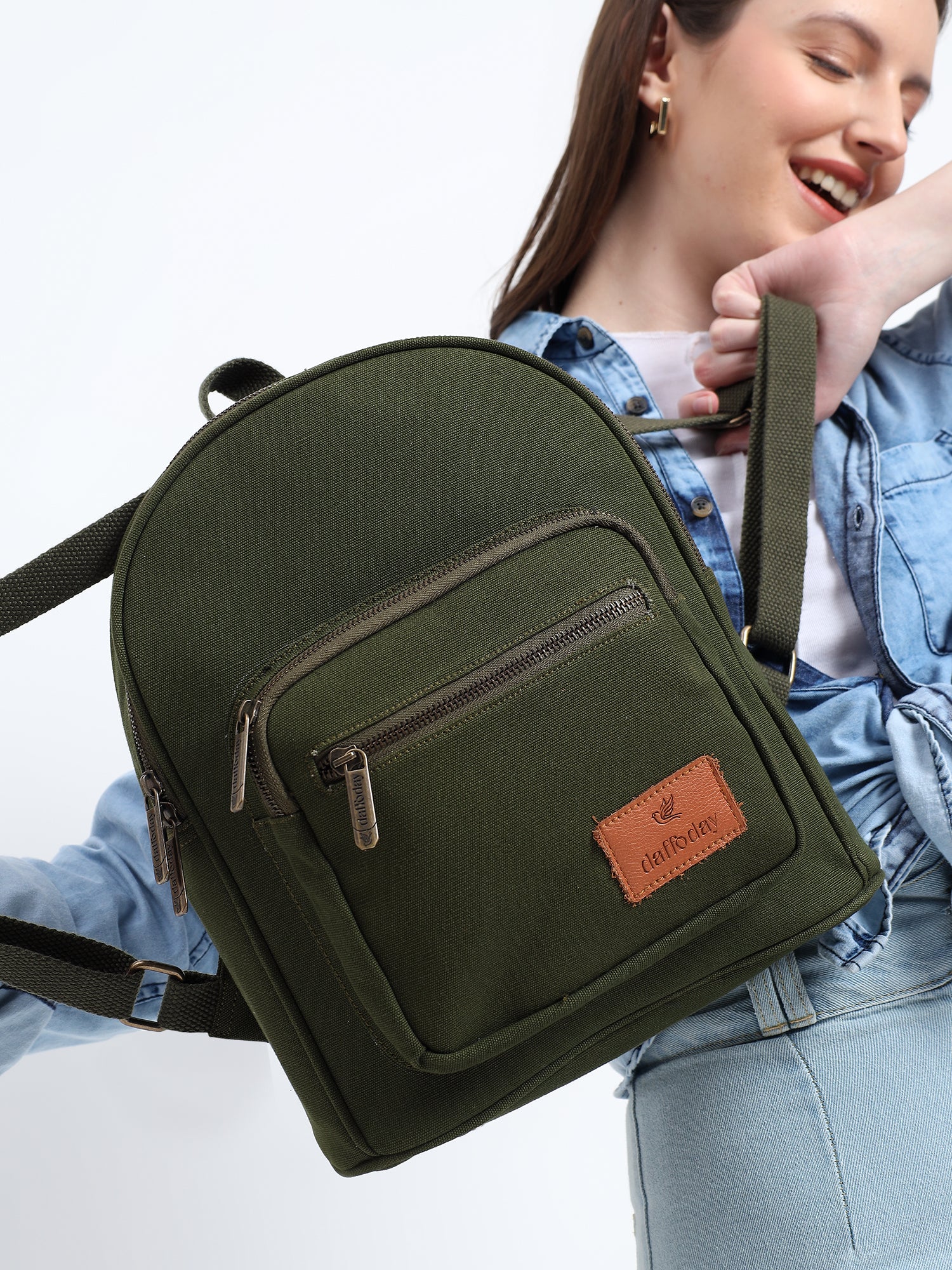 Urban Mini Backpack | Daffoday Canvas Tan Mini Backpack For Men & Women