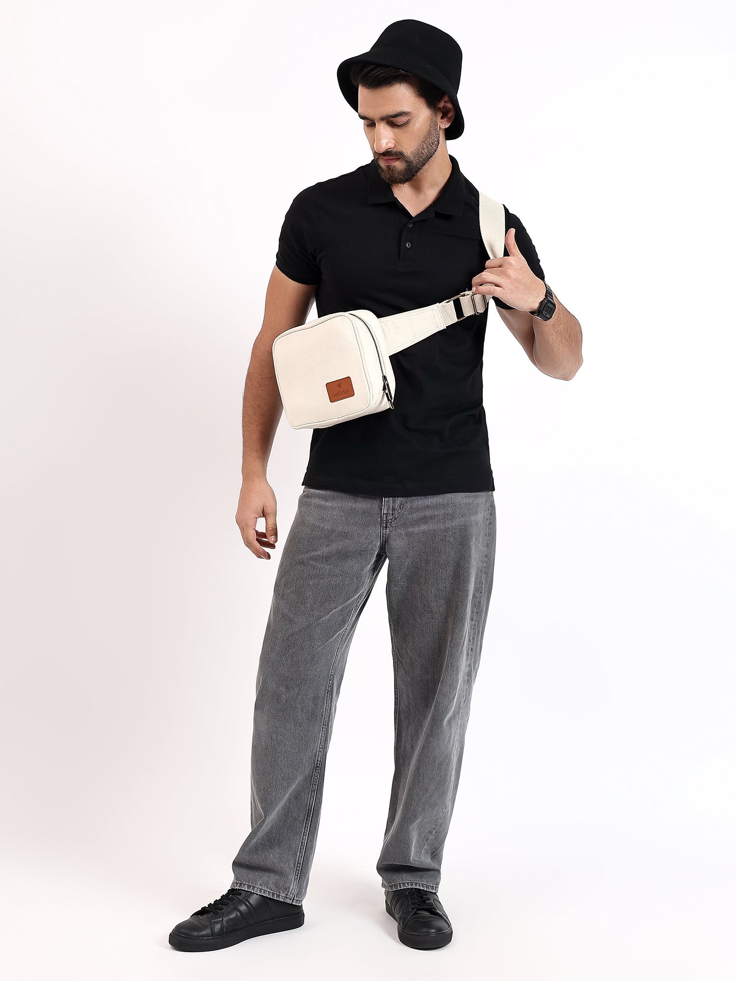 CrossTrail Sling Bag | Daffoday Canvas White Sling Bag For Men & Women