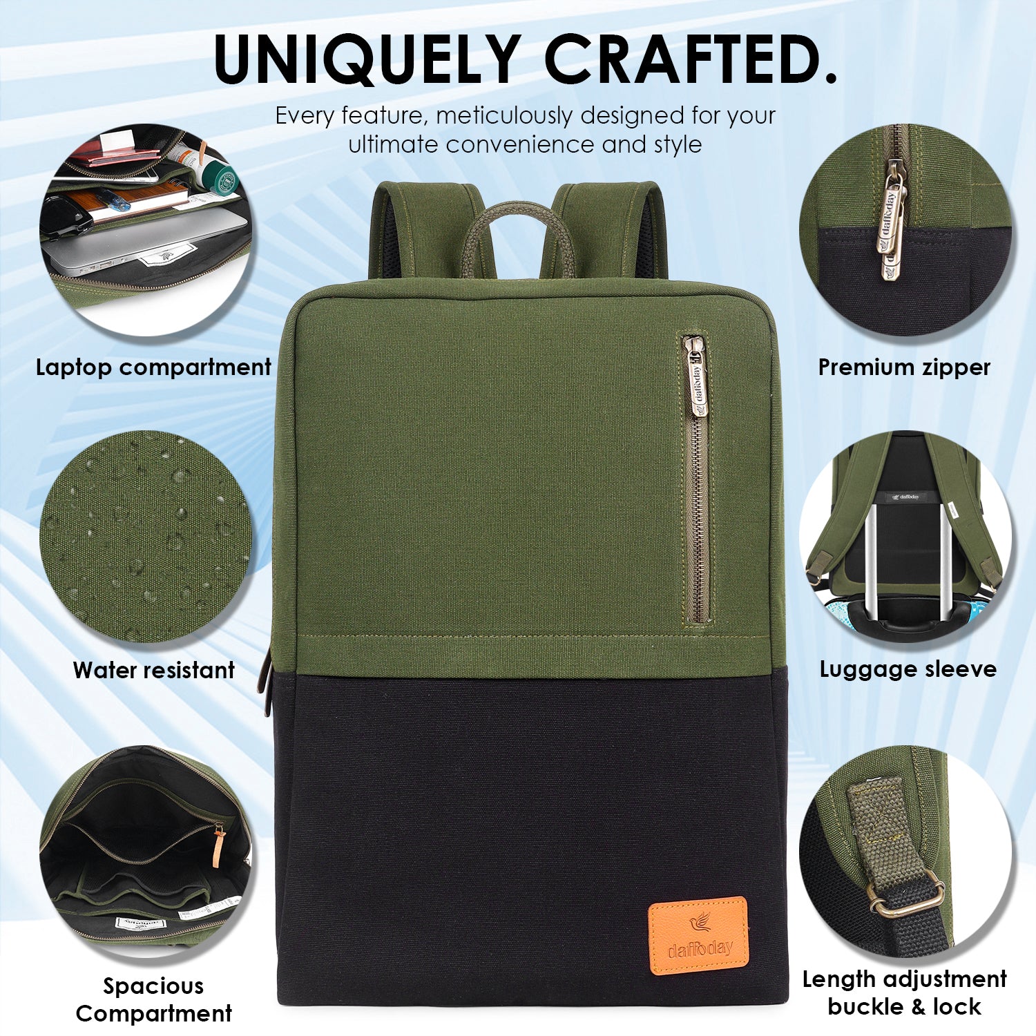 Urban Pro Backpack | Daffoday Canvas Army Green Laptop Backpack For Men & Women