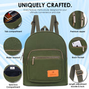 Urban Mini Backpack | Daffoday Canvas Tan Mini Backpack For Men & Women