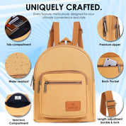 Urban Mini Backpack | Daffoday Canvas Tan Mini Backpack For Men & Women