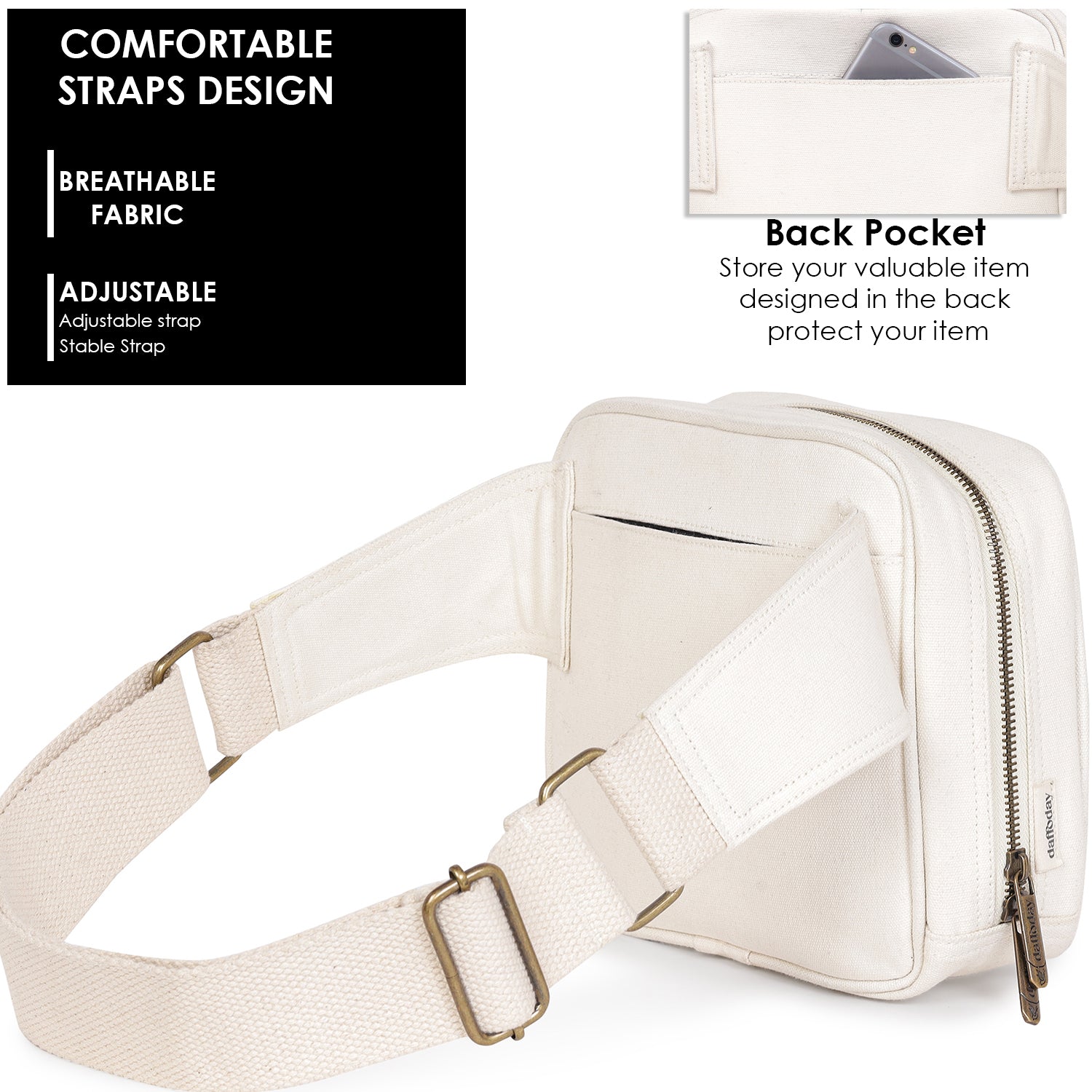 CrossTrail Sling Bag | Daffoday Canvas White Sling Bag For Men & Women