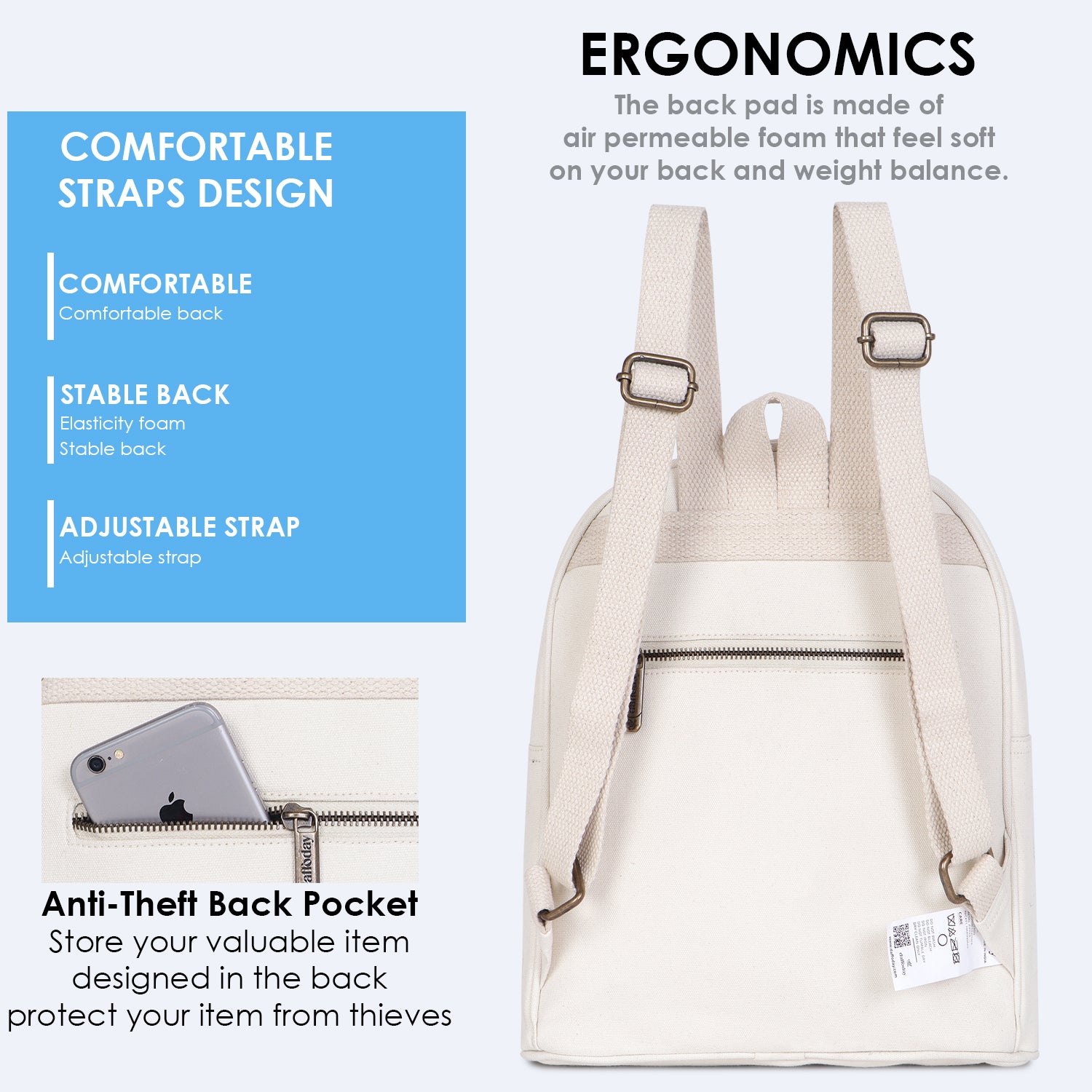 comfortable mini backpack women Buy Now Daffoday White Mini Backpack – Lightweight & Fashionable