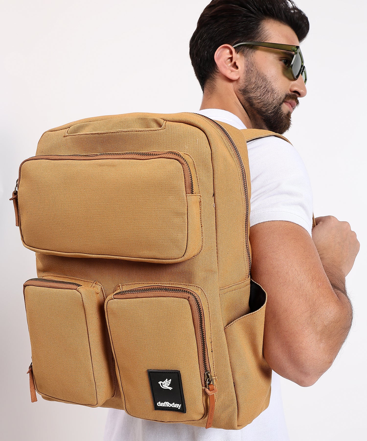 Daffoday Canvas Tan Travel Backpack For Men & Women