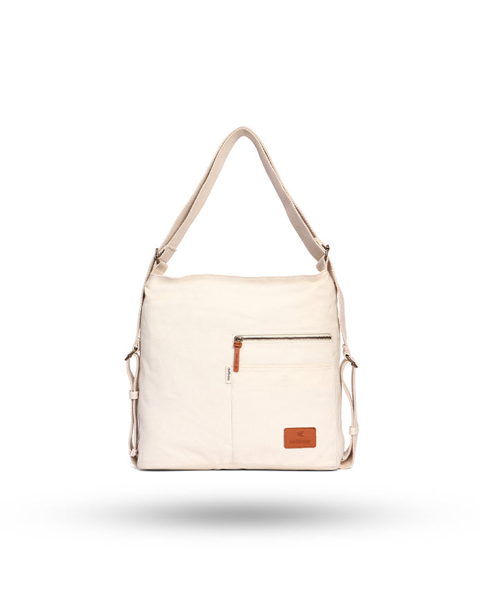 Daffoday Canvas White Color Crossbody Bag For Men & Women
