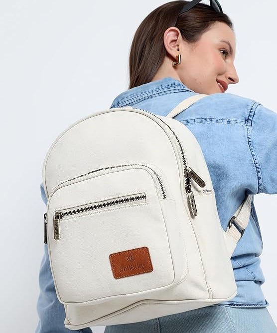 Daffoday Canvas White Mini Backpack For Men & Women