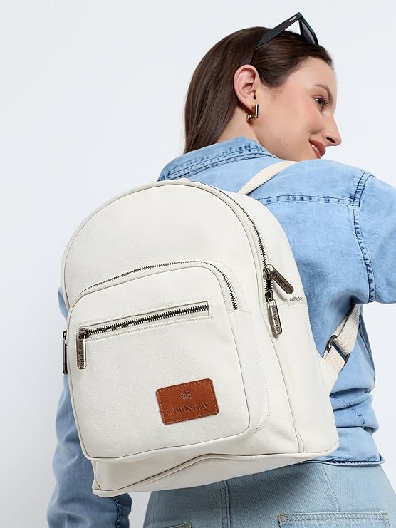 Daffoday Canvas White Mini Backpack For Men & Women