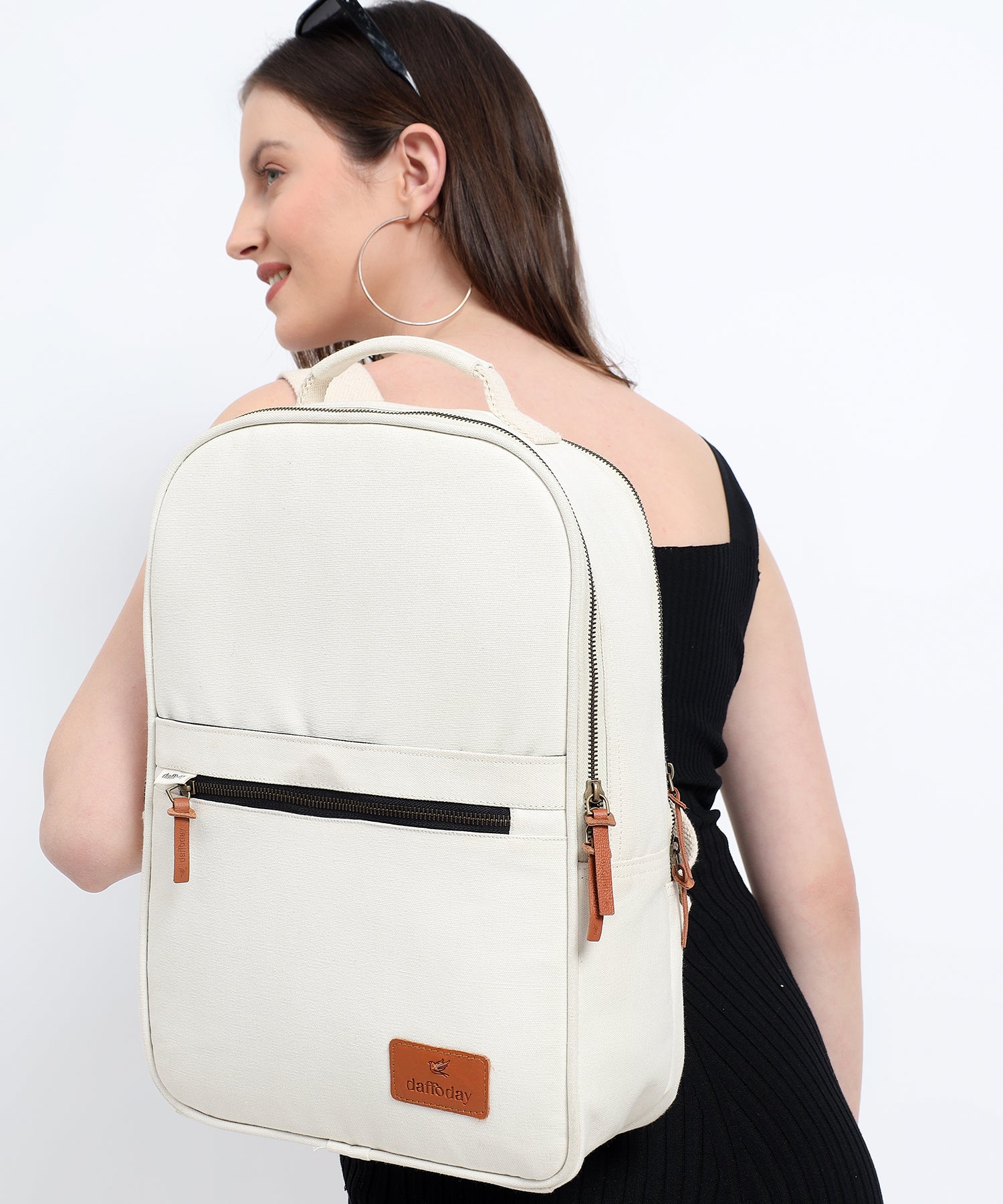 Daffoday Canvas White Office Backpack For Men & Women