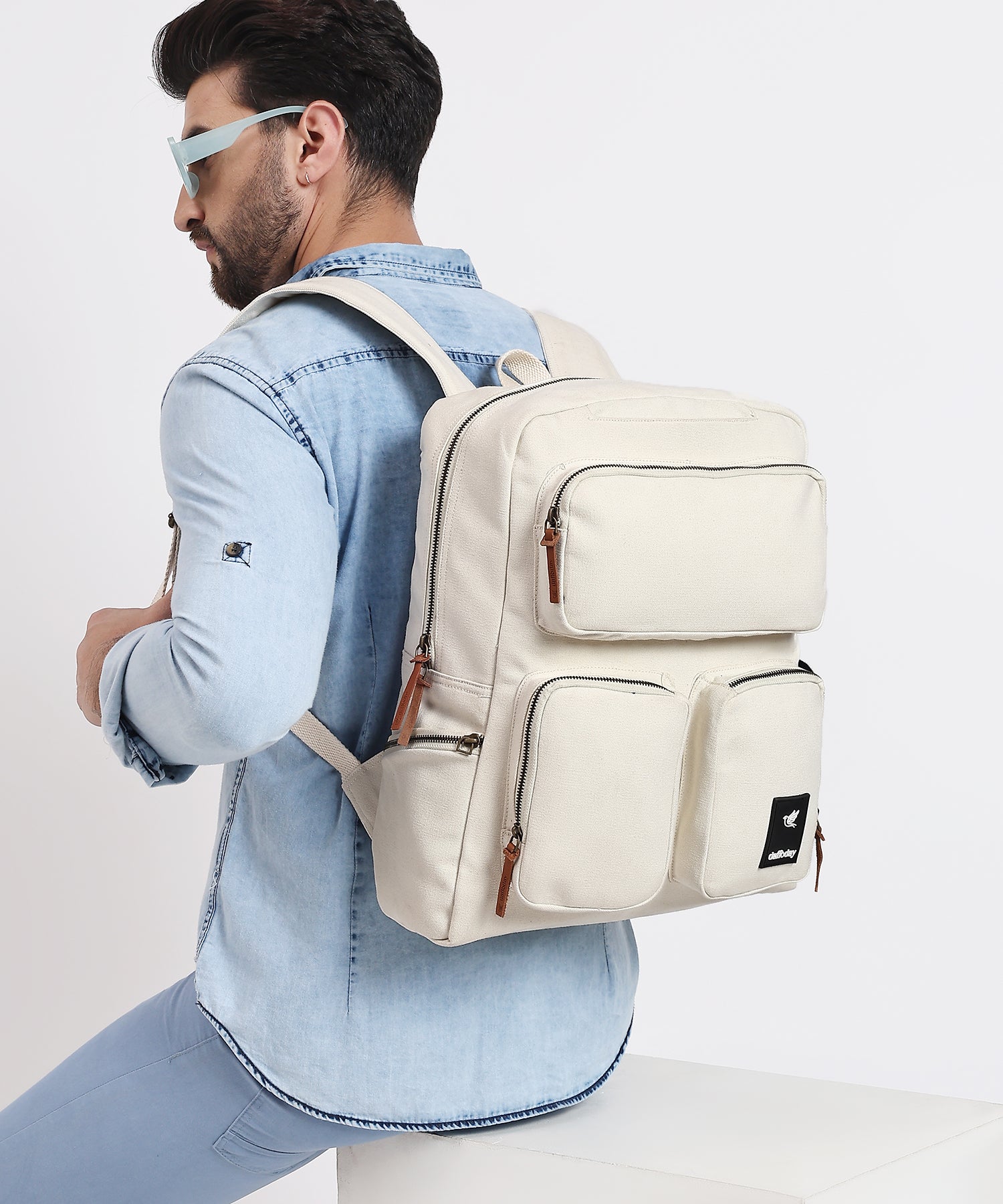 Daffoday Canvas White Travel Backpack For Men & Women