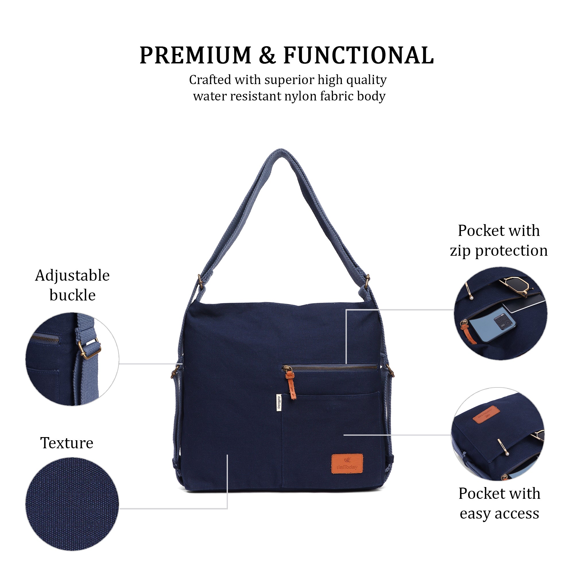 Switch Style Backpack | Daffoday Canvas Black Crossbody Bag For Men & Women