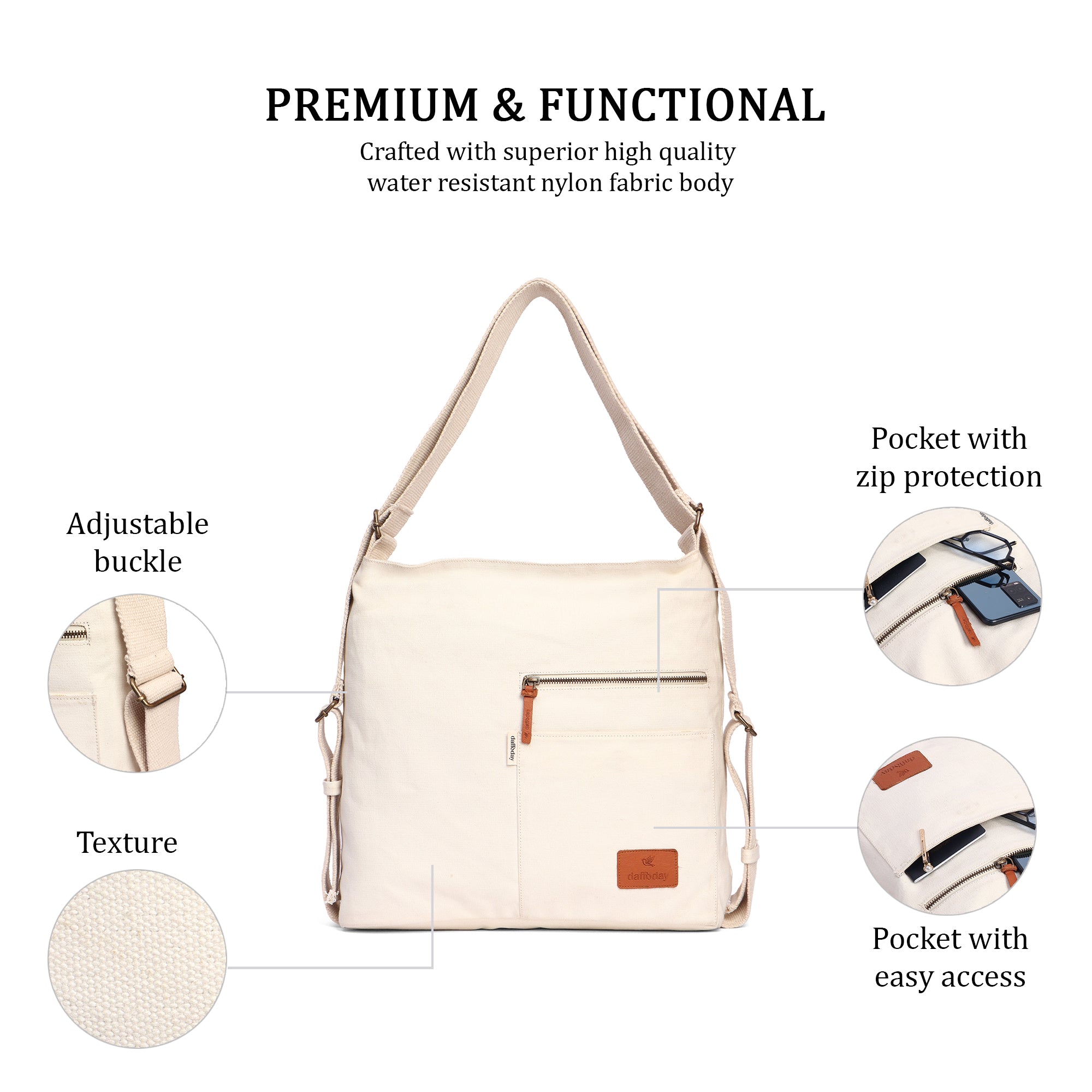 Switch Style Backpack | Daffoday Canvas Black Crossbody Bag For Men & Women