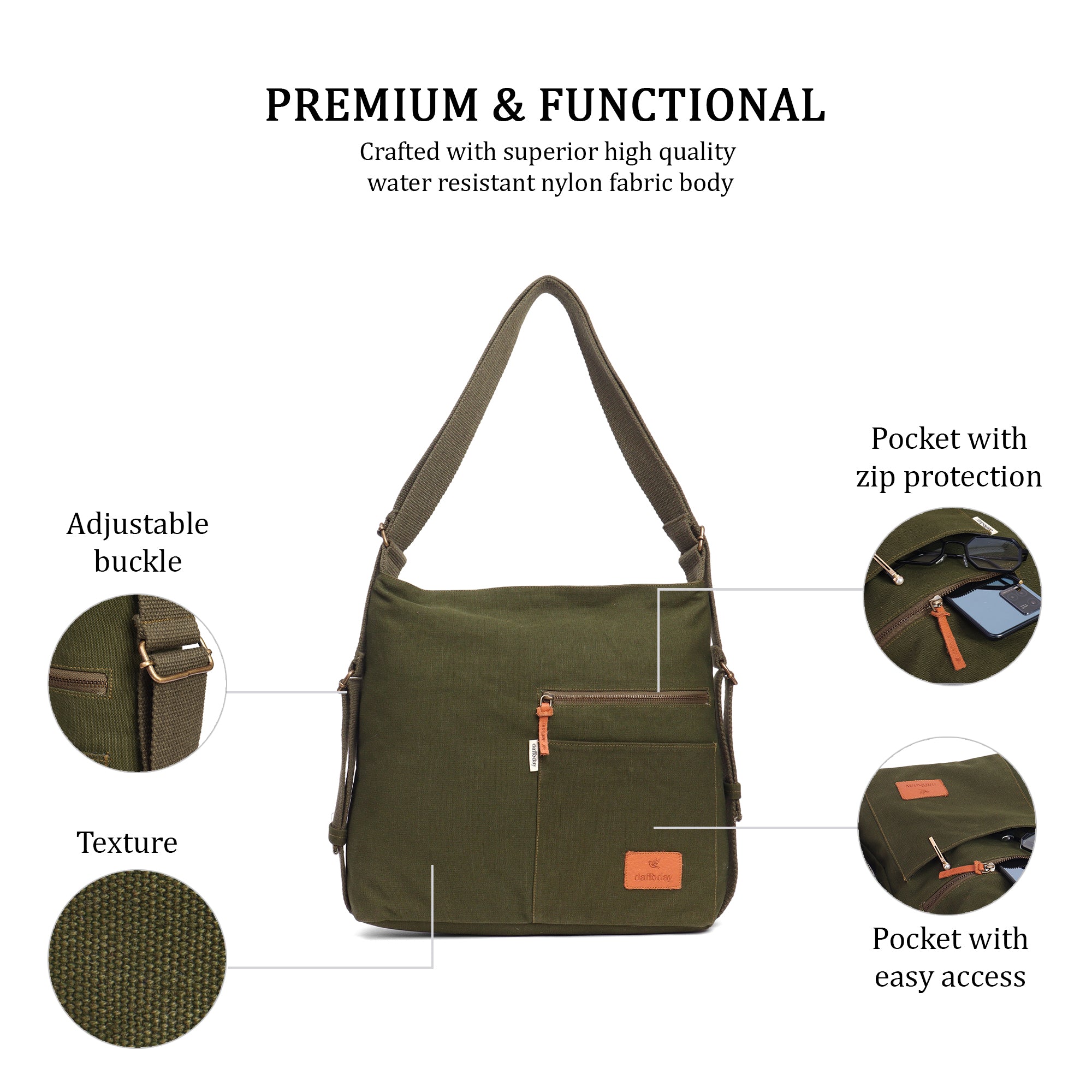 Switch Style Backpack | Daffoday Canvas Black Crossbody Bag For Men & Women