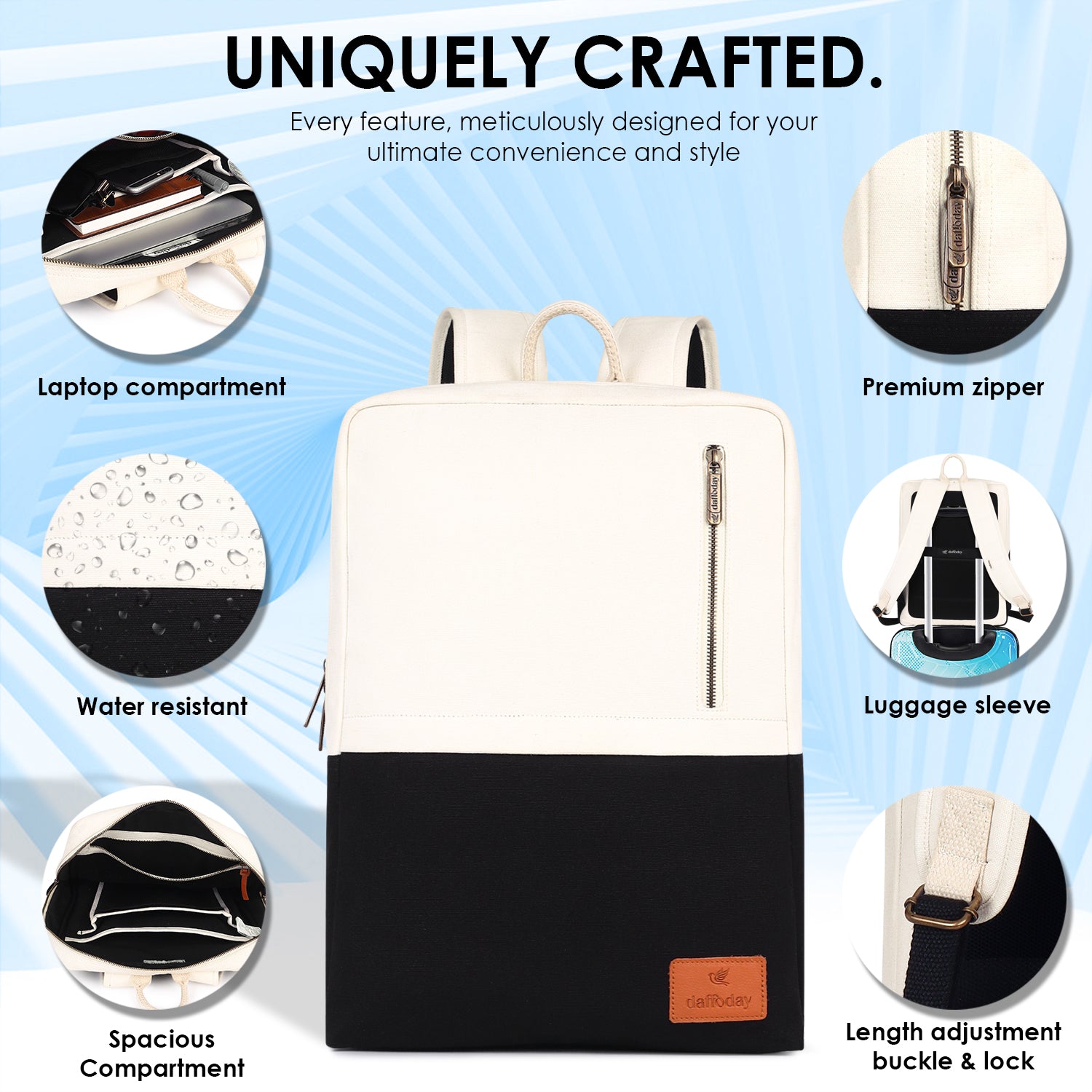 Adjustable white laptop bag